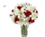 Lindo arranjo com cinco lirios brancos, sete rosas vermelhas, astromelias brancas no vaso de vidro. Ideal para presentearmos pessoas queridas