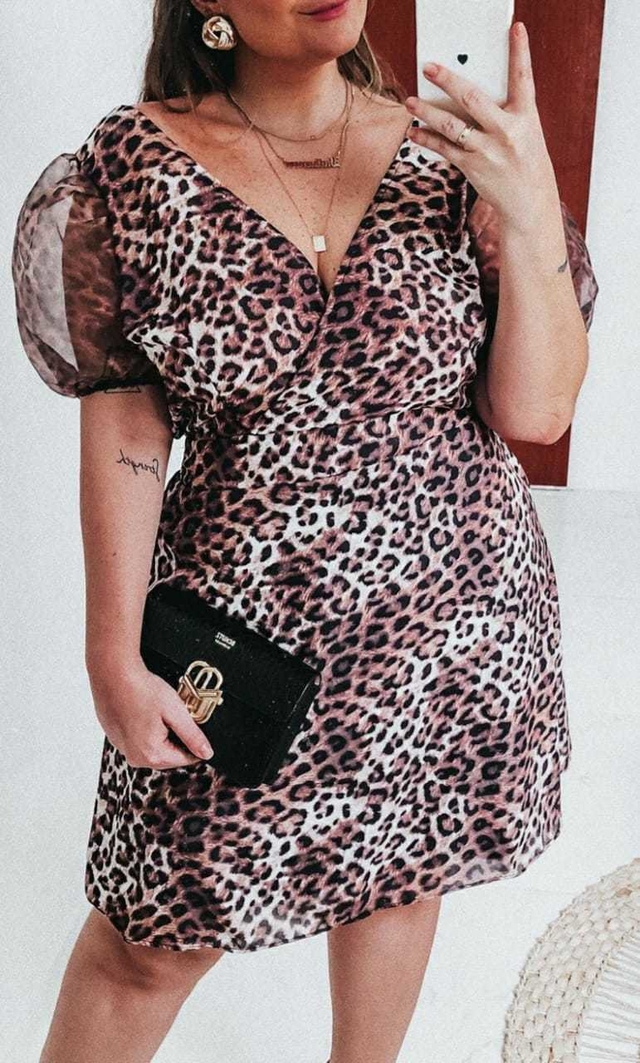 Vestido plus size animal 2024 print