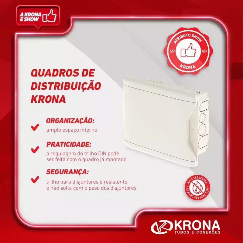 *CAIXA DISTR PVC P/06/08 DISJ TAMPA BCA KRONA - REF 1271