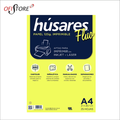 Resma A4 Husares Amarillo Fluo x25 hojas (2590) - comprar online