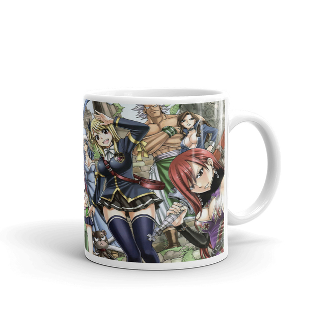 Caneca Fairy Tail Personagens Interior E Alça Branca