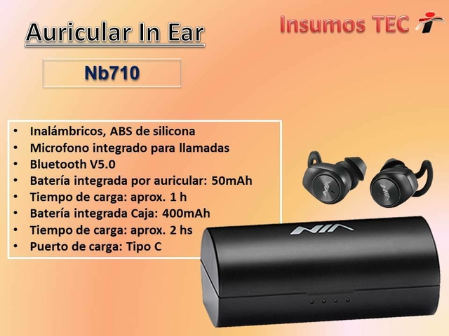 Auriculares In ear BT Nia Nb710 Tactiles Bateria 4 Horas