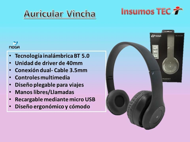 AUDÍFONOS BLUETOOTH CON MICRÓFONO,DISEÑO PLEGABLE Y PORTÁTIL - 001