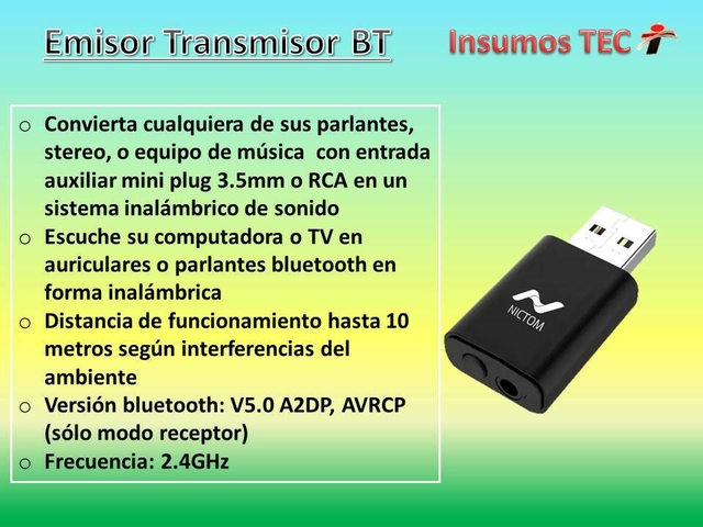 Emisor Transmisor Receptor Bluetooth Audio Tv Smart Usb