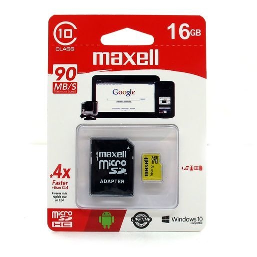 Memoria Micro Sd 16 Gb Maxell + Adaptador Clase 10 Original
