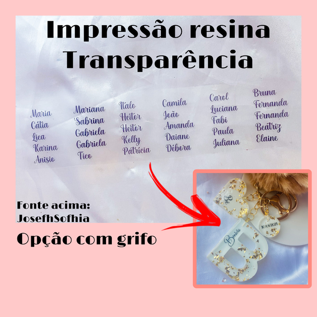 Combo De Nomes Femininos E Masculinos Transparência Resina