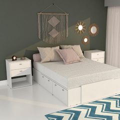 Cama Box Plataforma Sommier 2 Plazas 1.40/1.60 Blanco - Amuebla