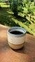 Copo café duplo Branco Acetinado com borda mesclada