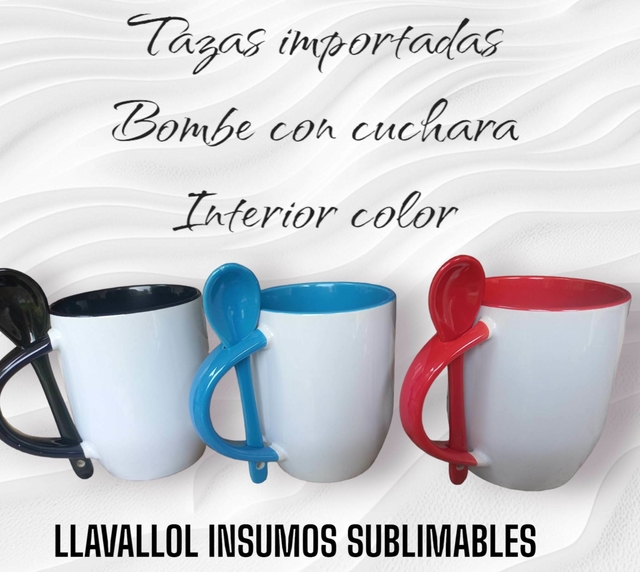 TAZA CON CUCHARA LLavallol Insumos Sublimables