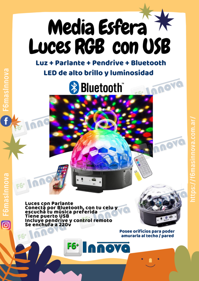 Media Esfera con Luces RGB - USB - F6masInnova