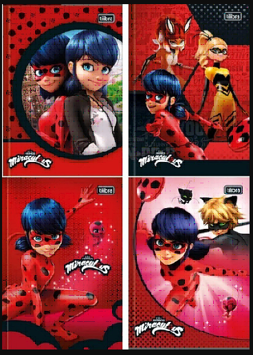 Caderno Pequeno 1/4 Brochura 48 Folhas Miraculous Ladybug TILIBRA