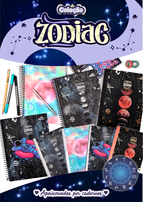 Caderno Colegial Merci Cadernos Brochura Pautado 80 Folhas Zodiac