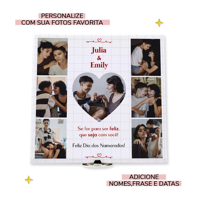 Quadro Personalizado 20x20cm - 1 ano de Casamento ou Namoro