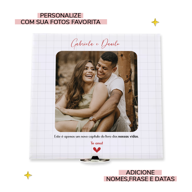 Quadro Personalizado 20x20cm - 1 ano de Casamento ou Namoro