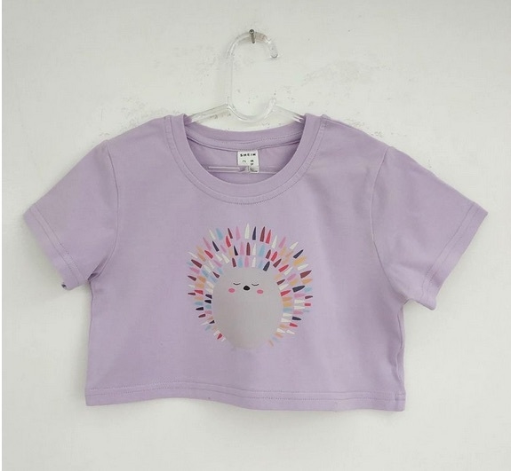 Camiseta cropped lilás- tam 4-5 anos - shein