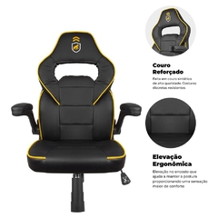 CADEIRA GAMER ARMOR PRETA COM AMARELO - GSHIELD - Playfix.com.br