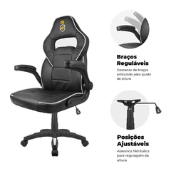 CADEIRA GAMER ARMOR PRETA COM BRANCO - GSHIELD na internet