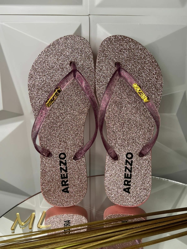 Chinelo Feminino Adulto Arezzo Glitter Rosa