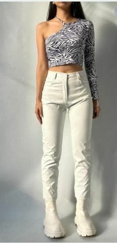 Pantalon engomado online blanco