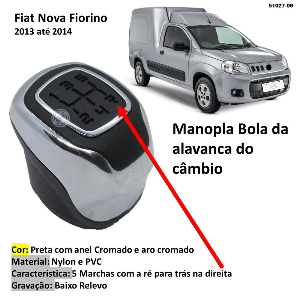 Manopla Bola Alavanca C Mbio Nova Fiorino Cromada