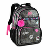 MOCHILA COSTAL REBECCA BONBON FASHION METALIZADA PRETA C/ POMPOM ROSA