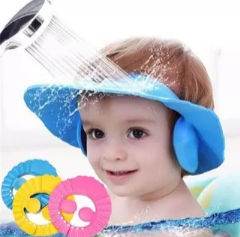 Gorro de baño para ducha, champú con visera para evitar que el agua entre  en los ojos y las orejas, ajustable, protección para la cabeza, enjuague de
