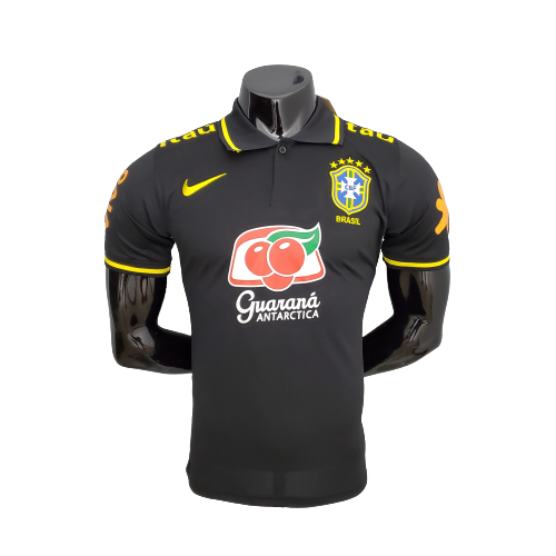 Camisa Brasil Polo Preta 2021/2022 - Masculina Torcedor - Fut Camisas Sports