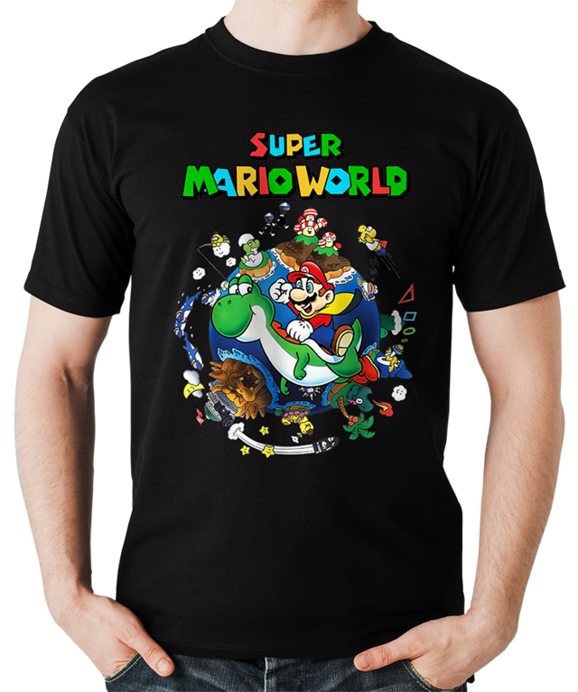 Camiseta Masculina Jogo Super Mario World Estampa Hd Md04