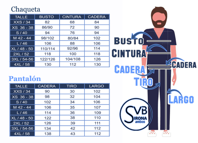 Tabla de talles masculinos Comprar en VBSirona