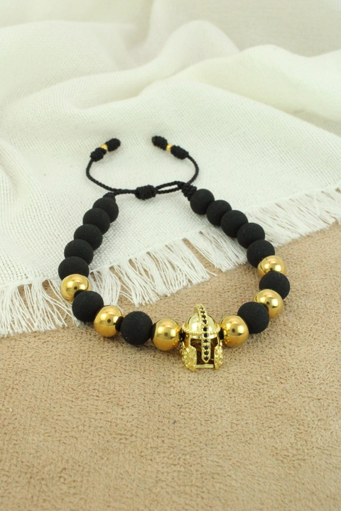 Pulsera Neopreno Negro Y Medalla San Benito Orejas