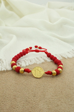 Pulsera San Benito En Neopreno Rojo La Bijouteria