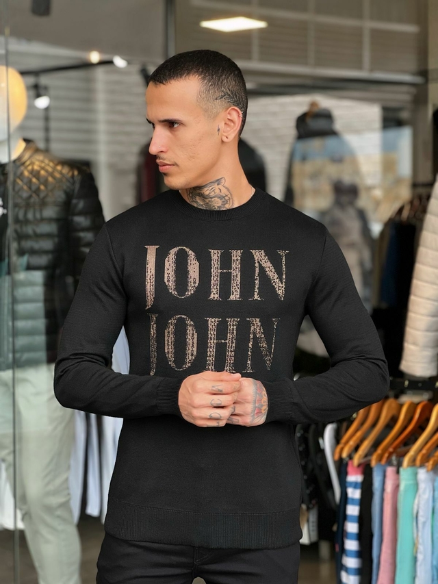 Camiseta John John Reta Estampada Preta - Compre Agora