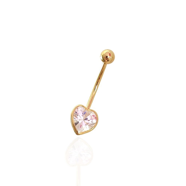 Piercing Umbigo Dourado Corações Zircônia: Elegância