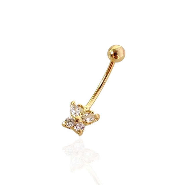 Piercing Umbigo Folheado a Ouro 18k Coração Zircônia Dourado