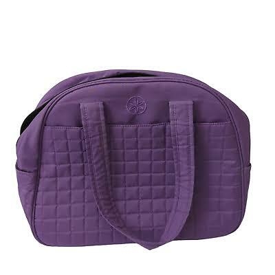 Gaiam Metro Quilted Storage Case w/ Bungee Bottom Gray Purple Logo Gym Yoga  Bag