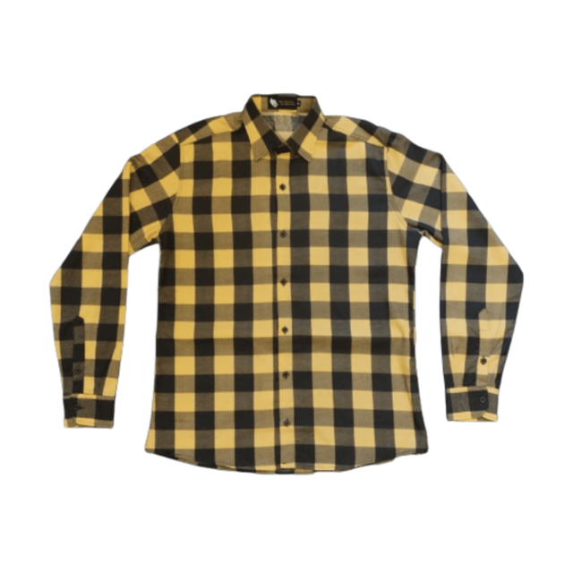 Camisa Xadrez Masculina Social Manga Longa Amarelo Preto