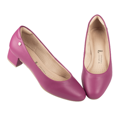 Scarpin Rose Salto Bloco 4 cm Bico Redondo Lj Luciana Janich