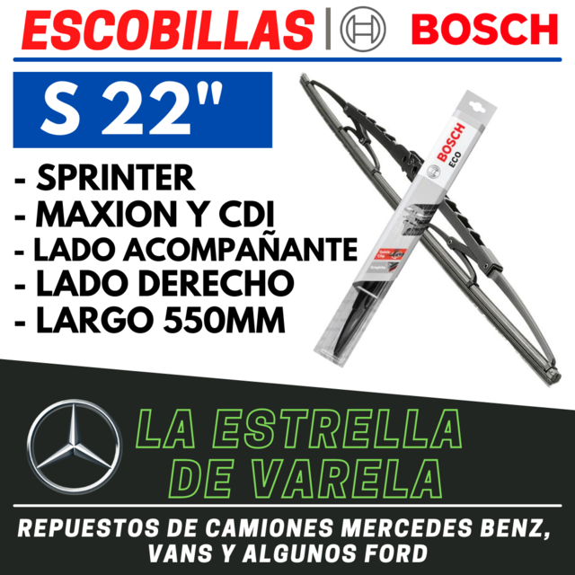 Escobillas Limpia Parabrisas Bosch Eco S22 550mm