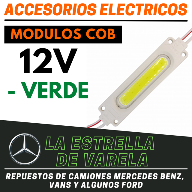 T10, W5W, LED COB 6W - Verde