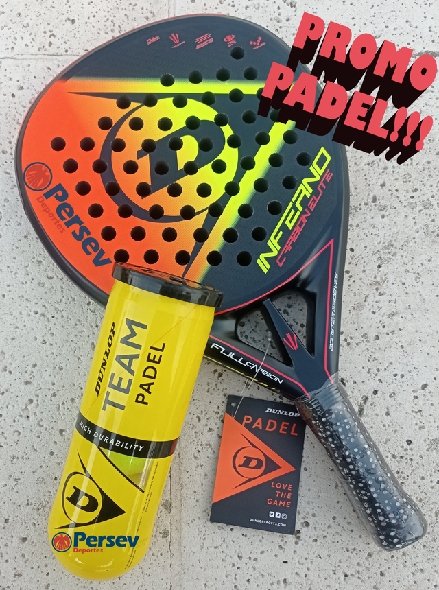 Paleta Padel DUNLOP INFERNO Tubo Pelotas Dunlop Team X3 SUPER PROMO 3