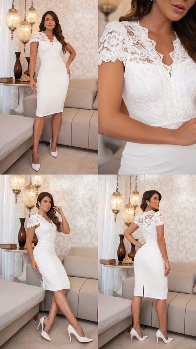 Fashion vestido branco tubinho