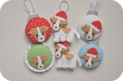 Enfeite Natal cachorro bege e branco - comprar online