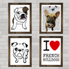 Conjunto de quadros de cachorros Bulldogue .