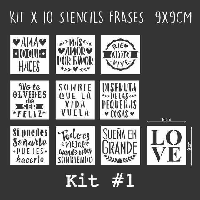 Kit x 10 Stencils 9 x 9 cm Vintage - NORESTE IDEAS