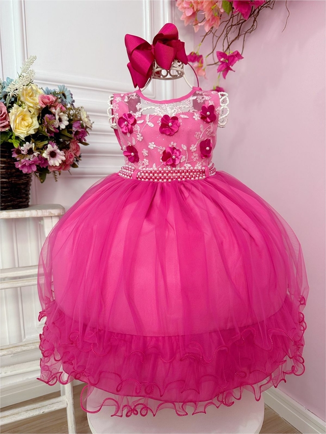 Bebê Meninas Flor Crianças Vestido Para Bolo De Renda Tutu Festa