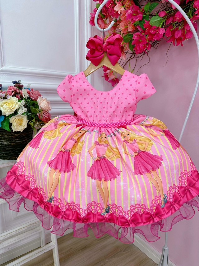 Vestido Infantil Rosa Barbie