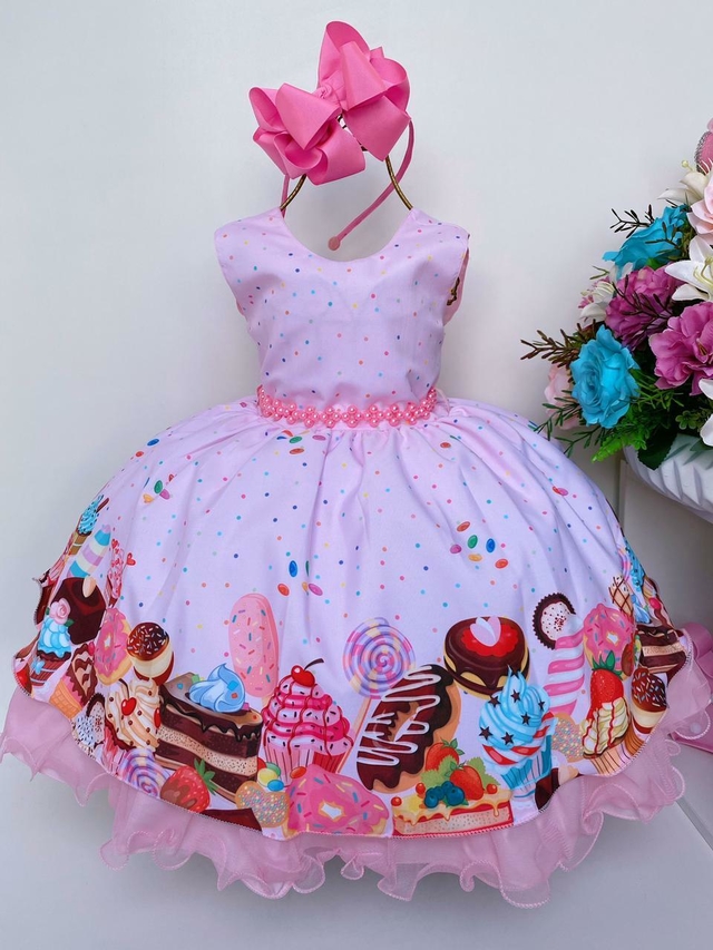 Vestido Infantil Vermelho E Off Renda De Luxo Festa Princesa em