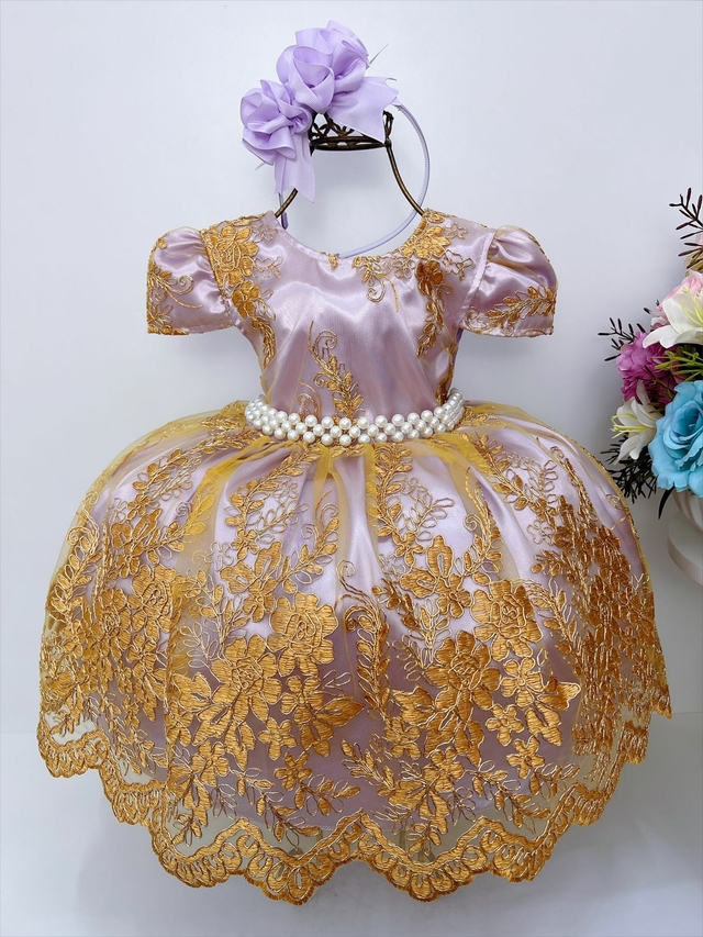 Vestido Infantil Rainha Realeza Princesa Sofia Lilás 4 A 12 Anos