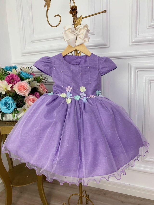 Vestido Infantil de Festa Vermelho Princesa com Renda Gliter e