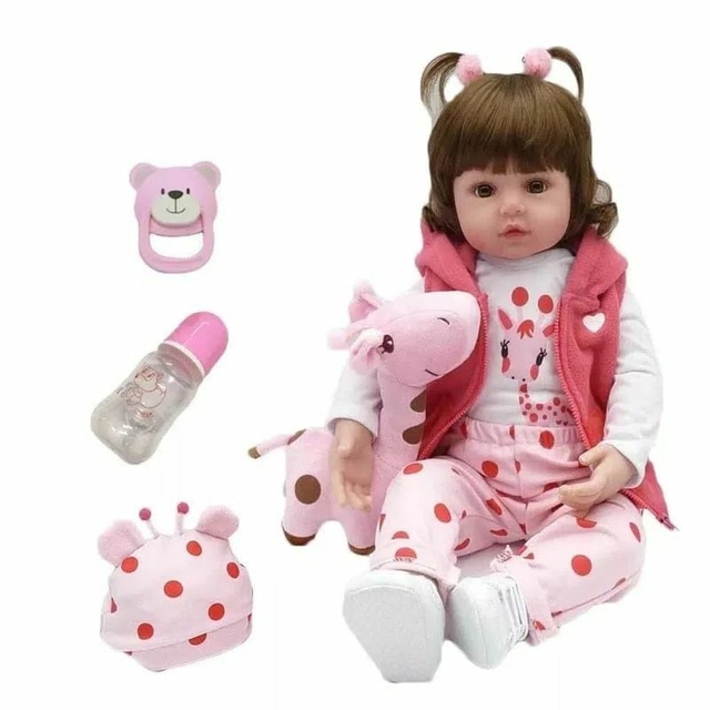 Bebe Reborn Silicone Menina Girafinha Com Carrinho Infantil - USA